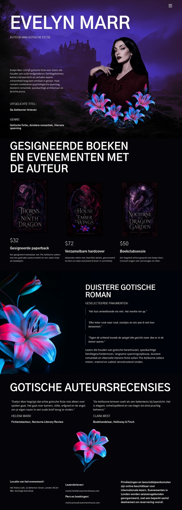 Auteur van duistere fictie Website sjabloon