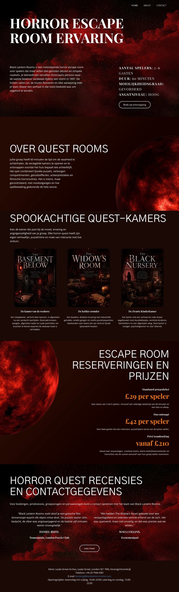 Horror Escape Room Website sjabloon