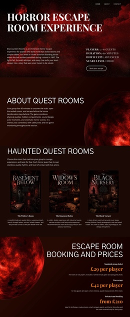 Horror Escape Room - Free One Page Template