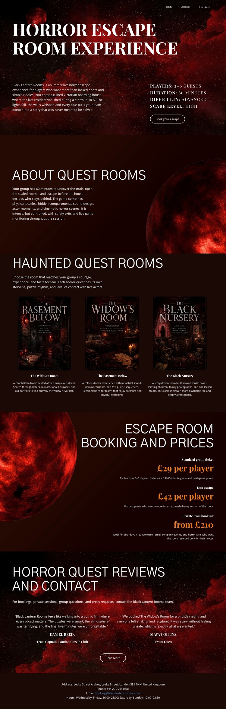 Horror Escape Room One Page Template