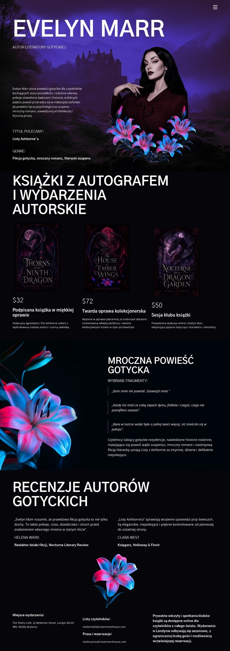 Autor mrocznej fikcji Szablon CSS
