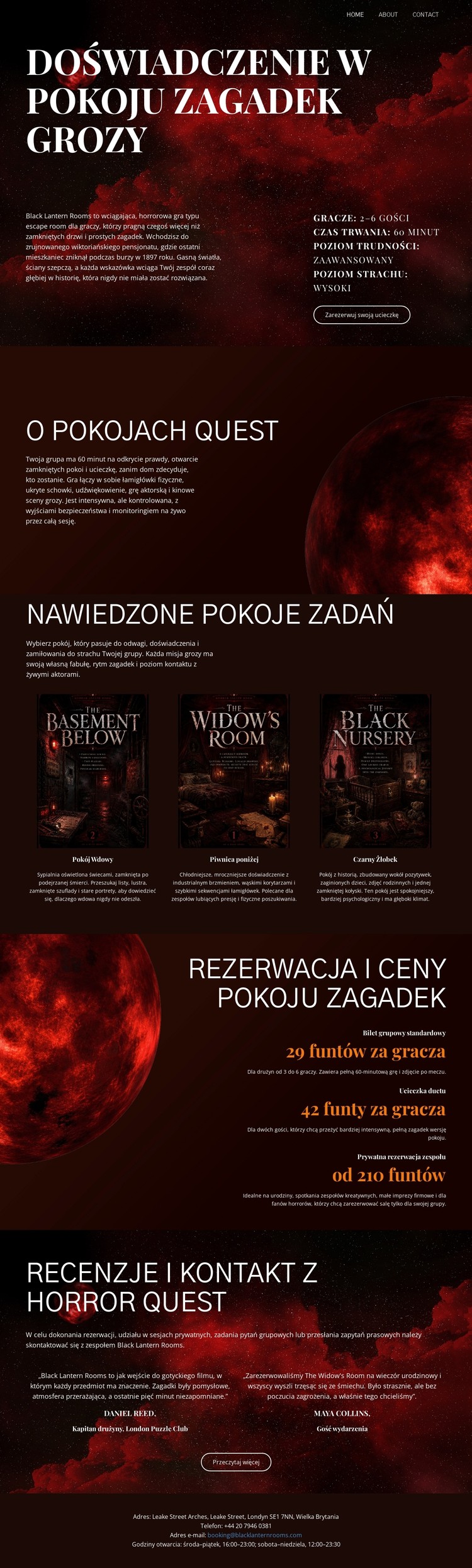 Pokój zagadek horroru Szablon CSS