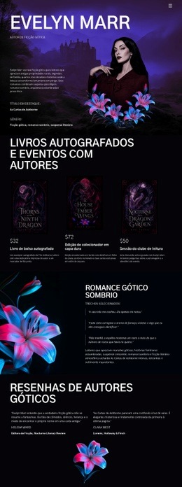 Design Do Site Para Autor De Ficção Sombria