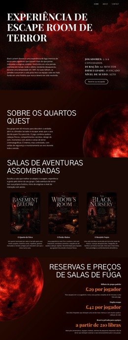 Sala De Fuga De Terror - Layout Do Site HTML