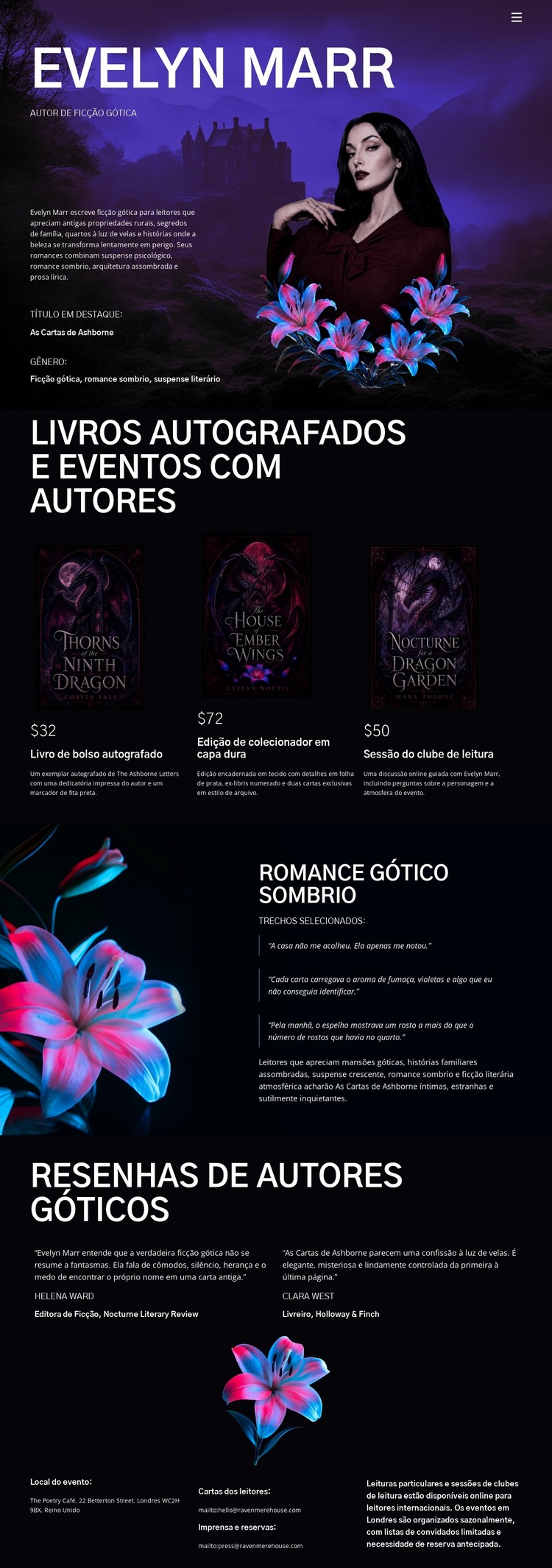 Autor de Ficção Sombria Modelo HTML