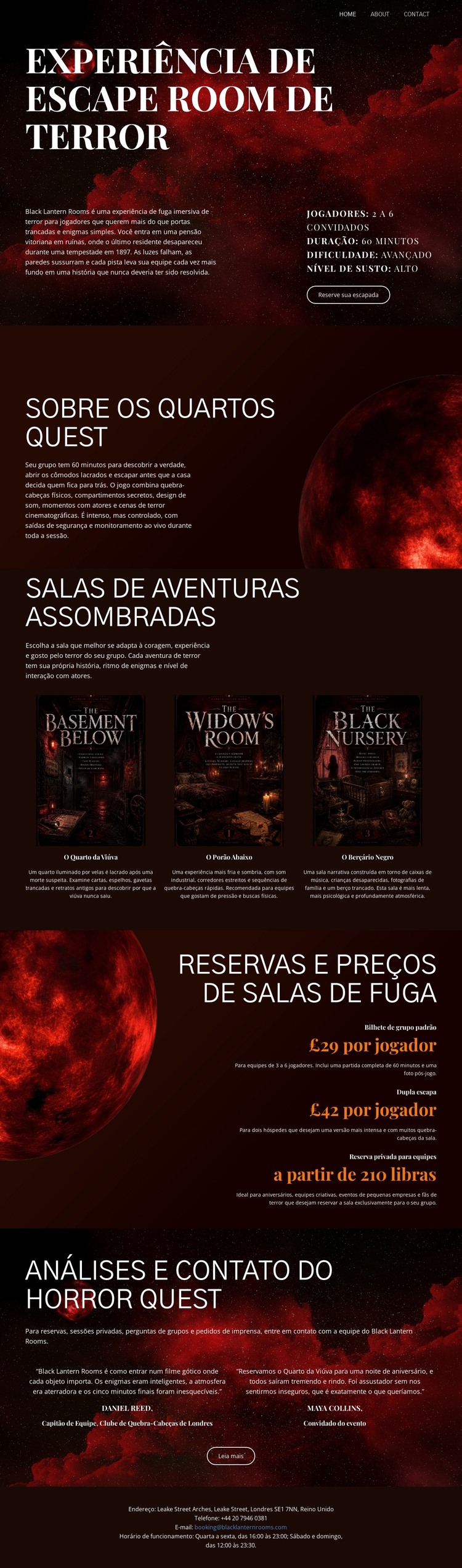 Sala de Fuga de Terror Modelo HTML