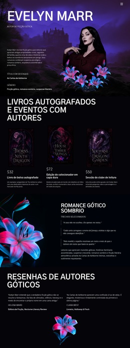 Autor De Ficção Sombria - Modelo De Site Comercial Premium