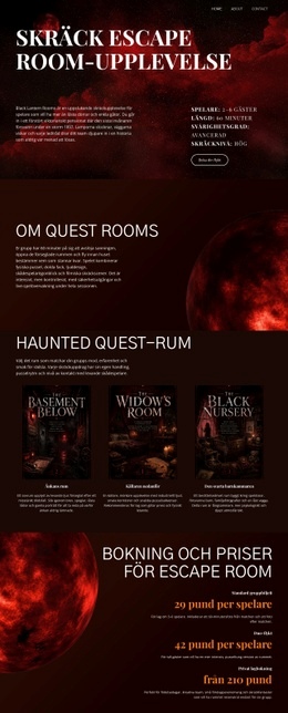 Skräck Escape Room - HTML-Webbplatslayout