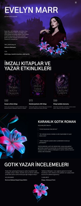 Karanlık Kurgu Yazarı Için HTML Tasarımı