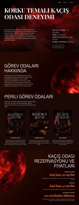 Korku Kaçış Odası - HTML Web Sitesi Düzeni