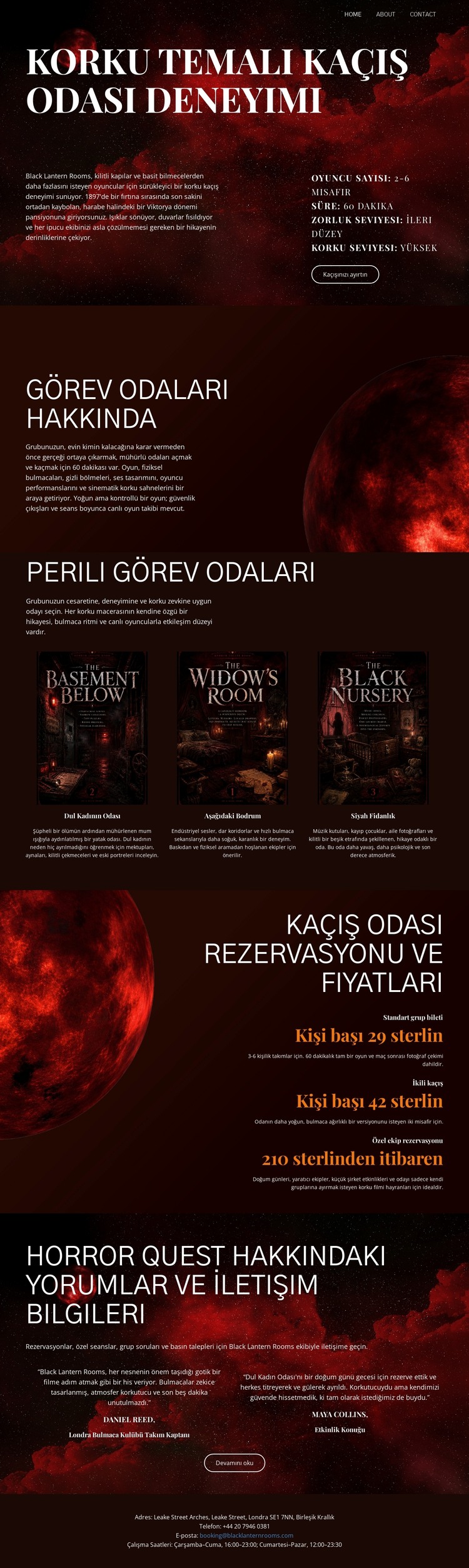 Korku Kaçış Odası HTML Şablonu