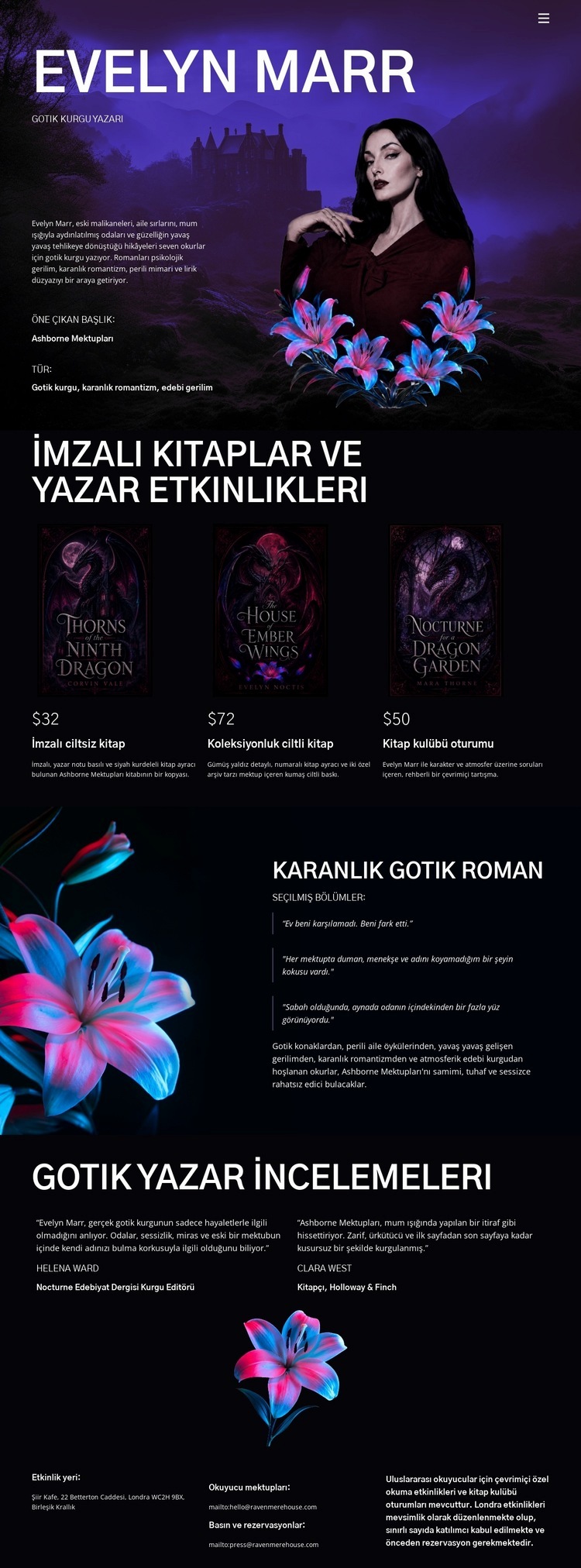 Karanlık Kurgu Yazarı Bir Sayfa Şablonu