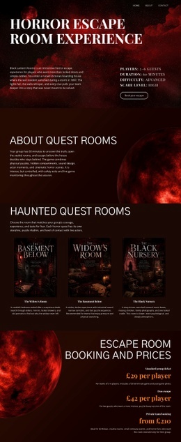 Horror Escape Room - Homepage Design