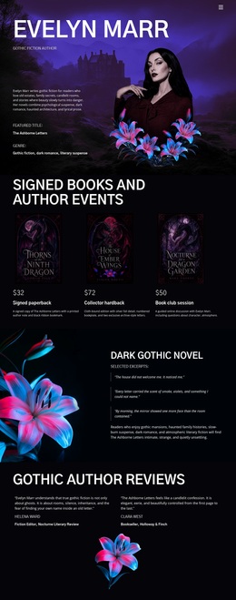 Site Design For Dark Fiction Author