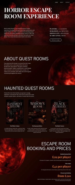 Awesome Website Design For Horror Escape Room