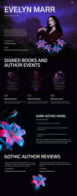 Dark Fiction Author - Free WordPress Theme