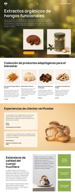 Bienestar Con Hongos Orgánicos Plantilla HTML