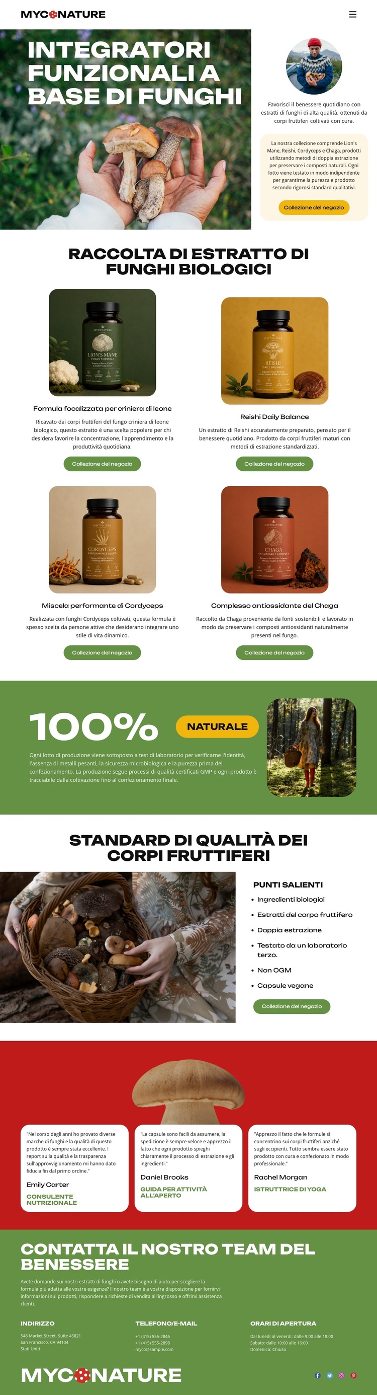 Funghi biologici Tema WordPress