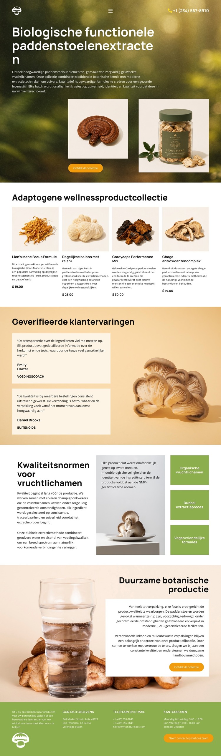 Biologische paddenstoelen en hun welzijn HTML-sjabloon