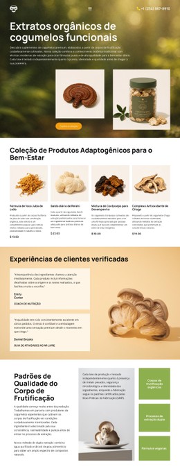Bem-Estar Com Cogumelos Orgânicos Modelo De Grade CSS