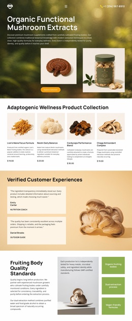 Ready To Use Site Design For Organic Mushroom Wellness