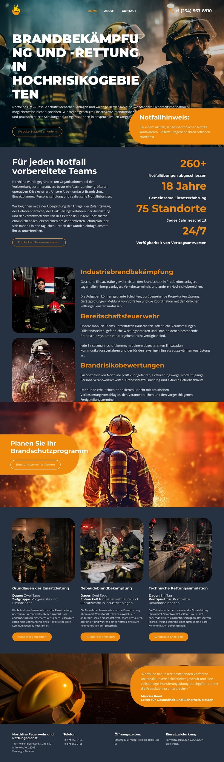 Moderne Feuerwehr Website-Vorlage