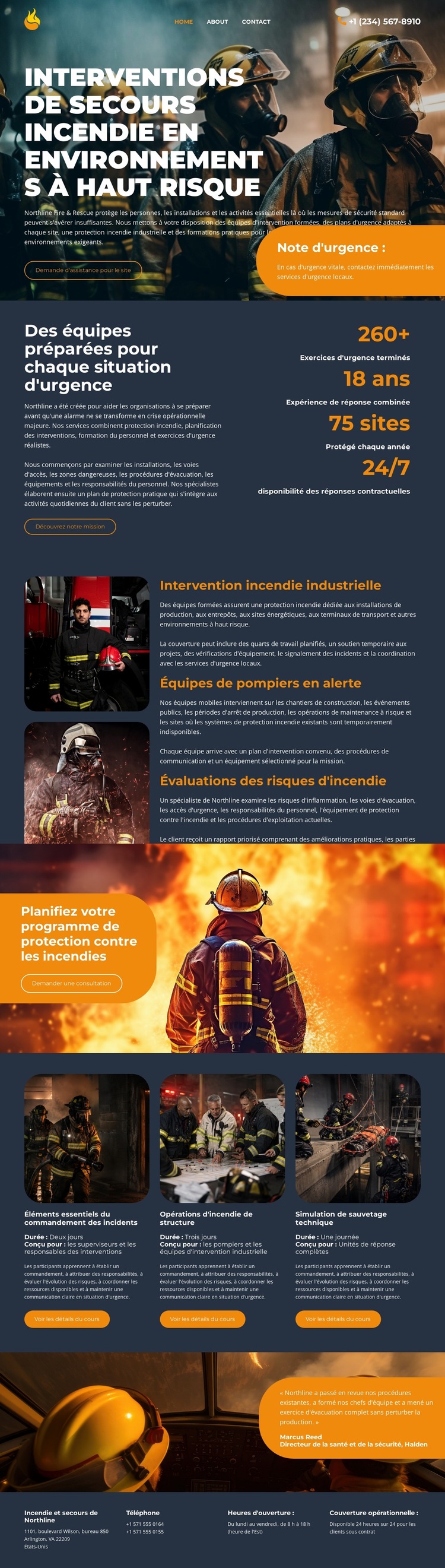 Service d'incendie moderne Modèle de site Web