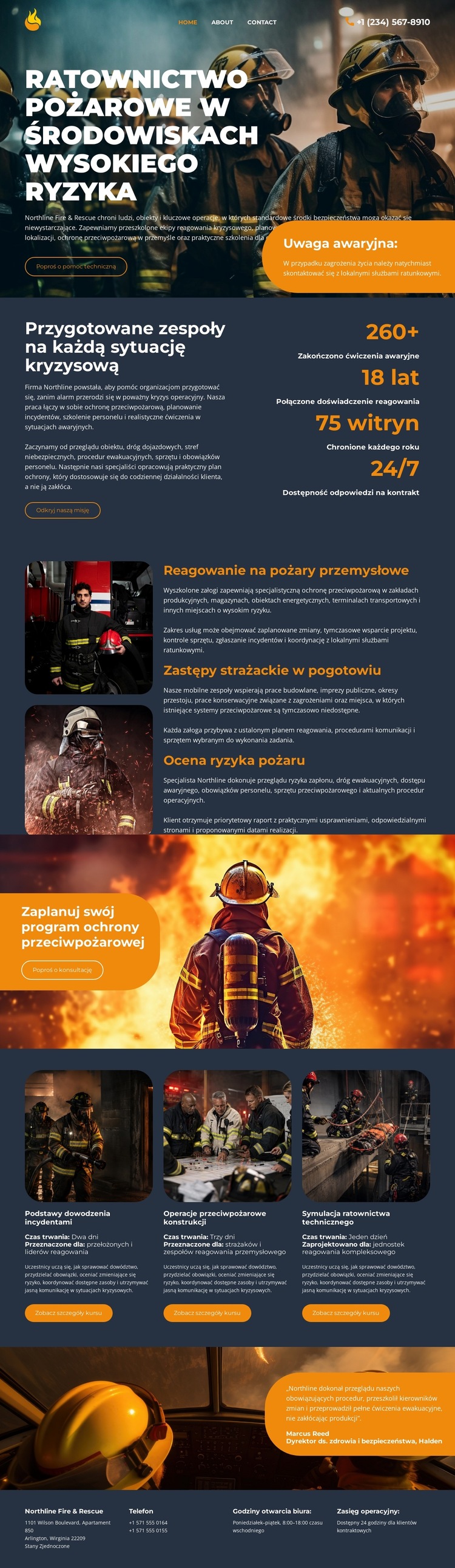 Nowoczesna straż pożarna Szablon witryny sieci Web