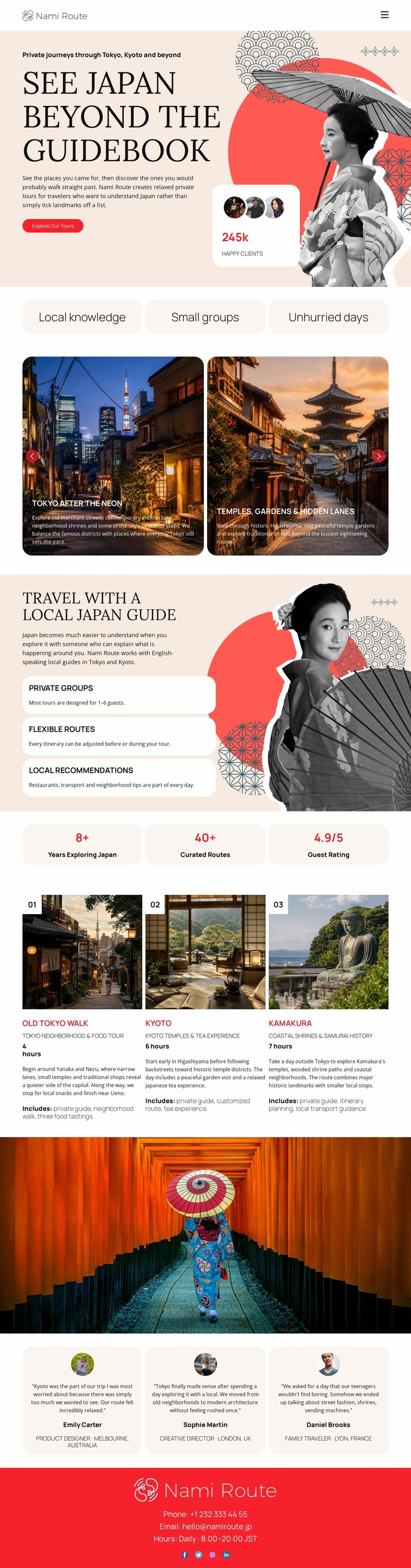 Japan Travel Guide Website Mockup