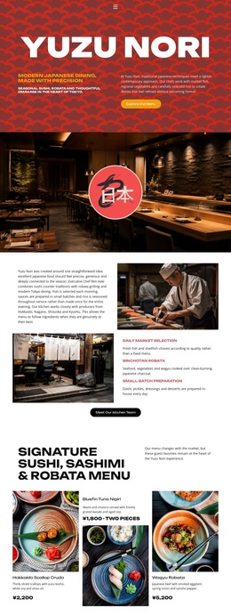 Modern Japanese Restaurant - Beautiful HTML5 Template