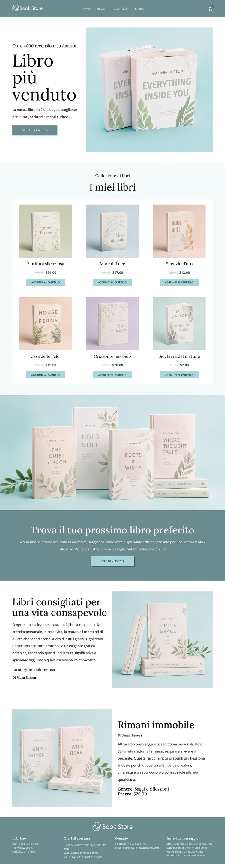 Libreria indipendente online Modello di sito Web