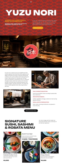 Modern Japanese Restaurant - Responsive One Page Template