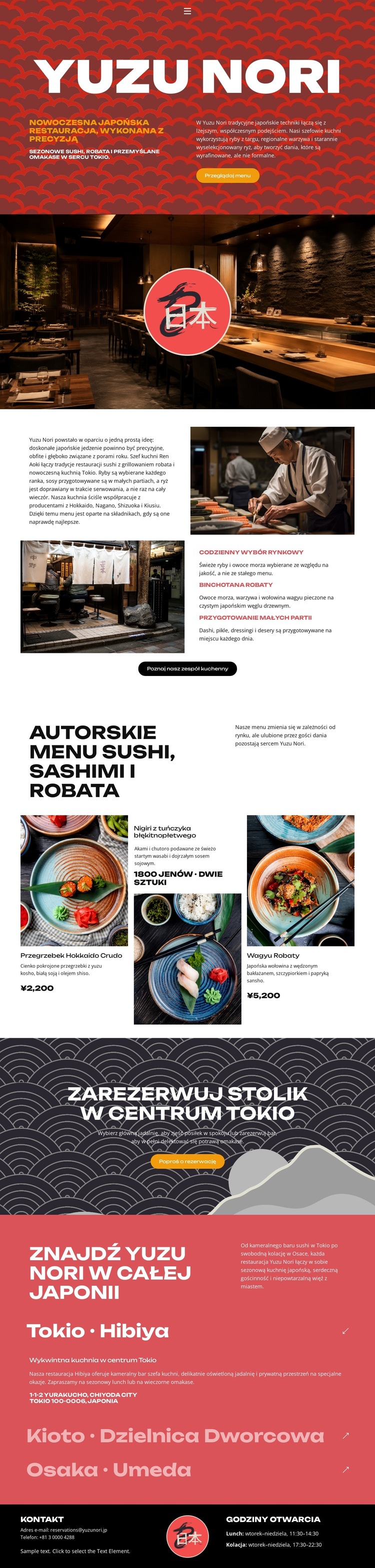 Nowoczesna japońska restauracja Szablon witryny sieci Web