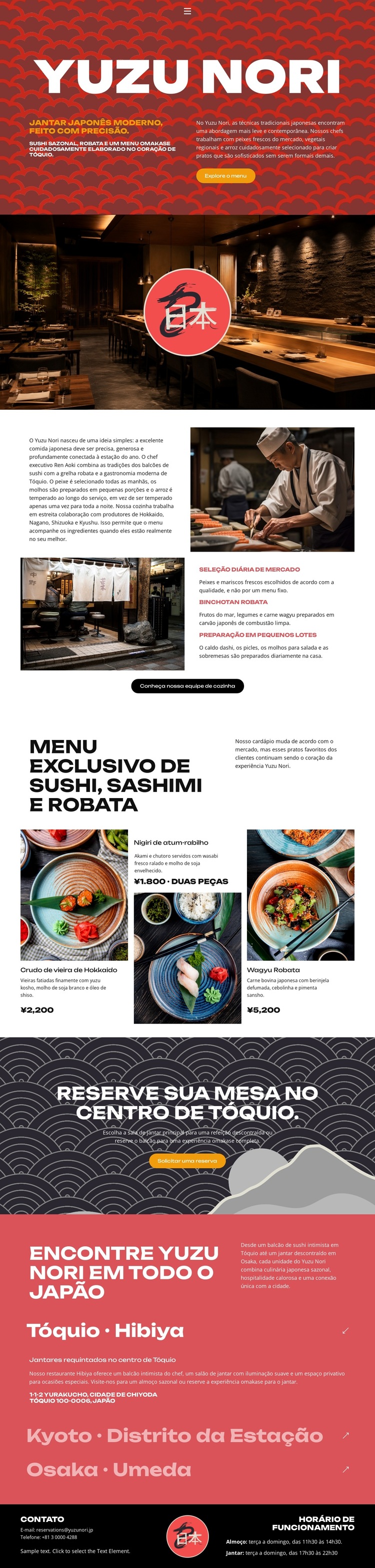 Restaurante japonês moderno Modelo de site