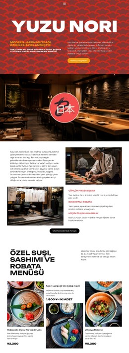 Modern Japon Restoranı Ücretsiz CSS Web Sitesi Şablonu