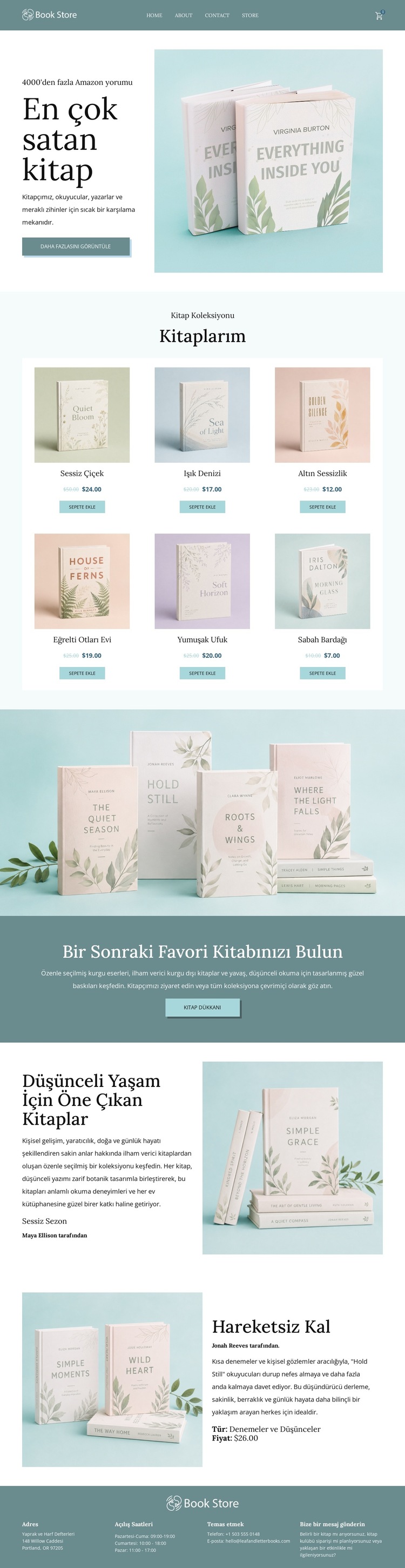 Bağımsız Kitapçı Çevrimiçi Mağazası Web Sitesi Şablonu