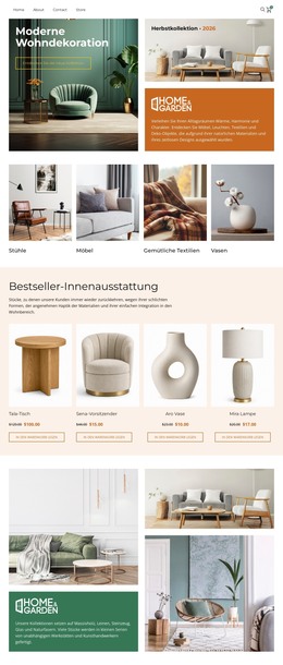 Minimalistische Wohnaccessoires HTML-Vorlage