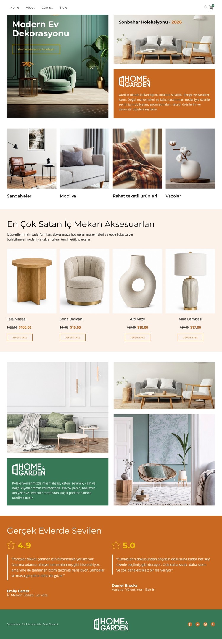 Minimalist Ev Dekorasyon Mobilyaları CSS Şablonu