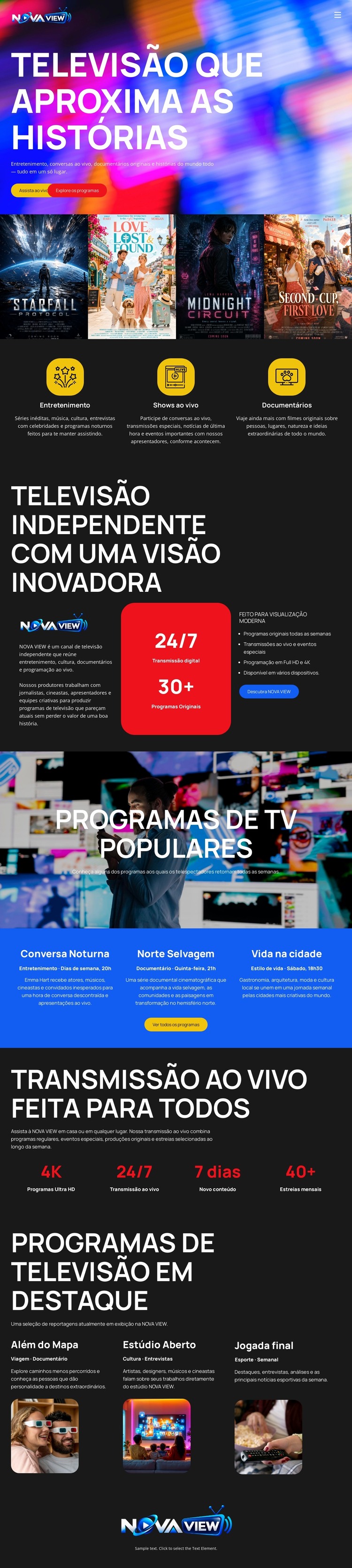 Canal de televisão moderno Modelo HTML