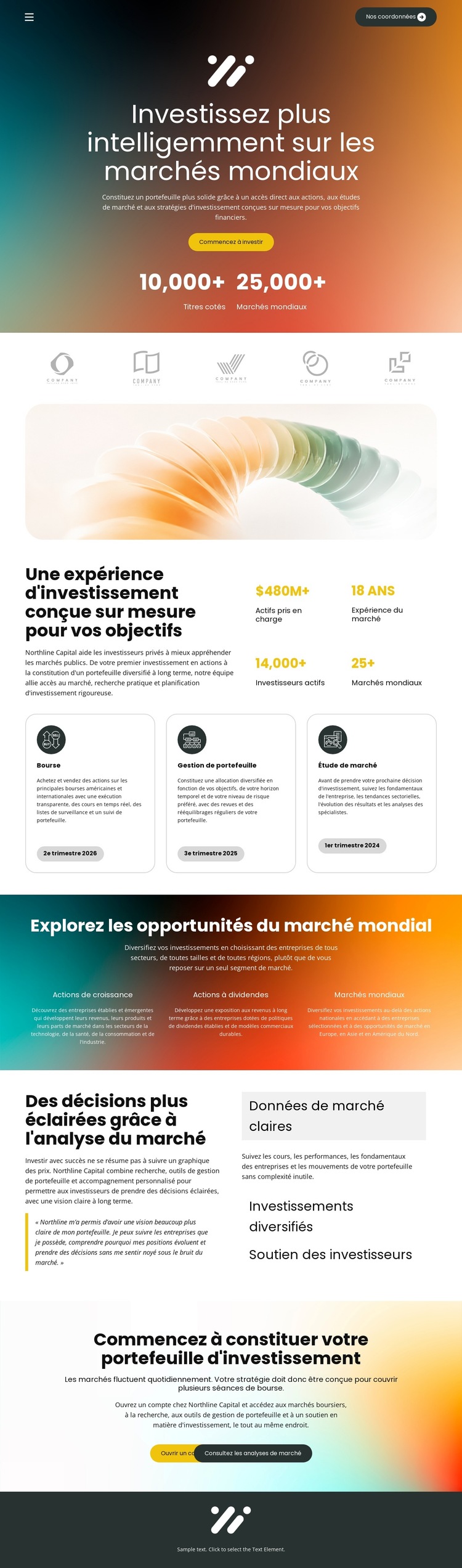 Investissement en bourse Modèle de site Web
