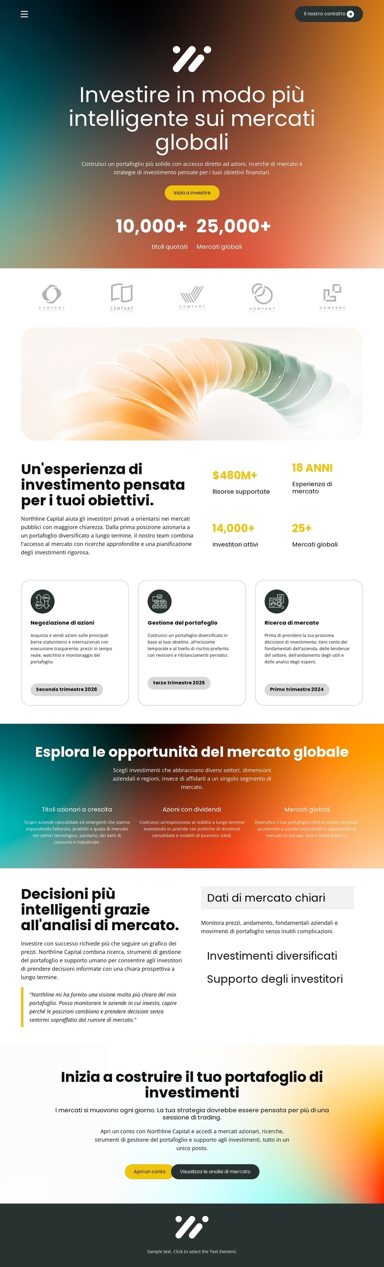 Investimenti in Borsa Modello di sito Web