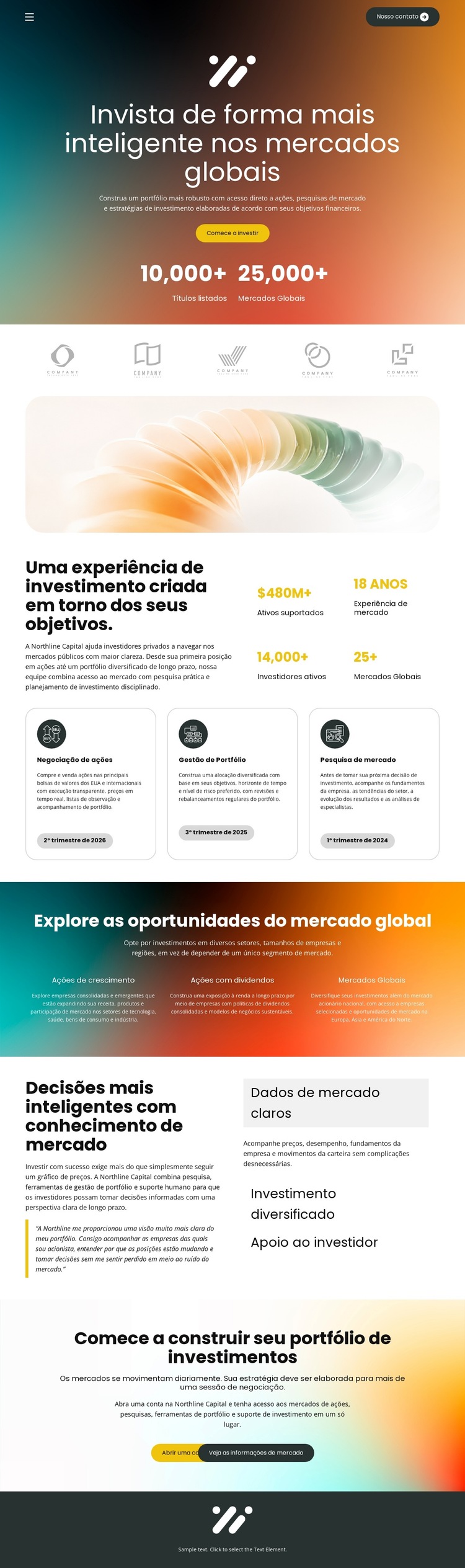 Investimento no mercado de ações Modelo de site