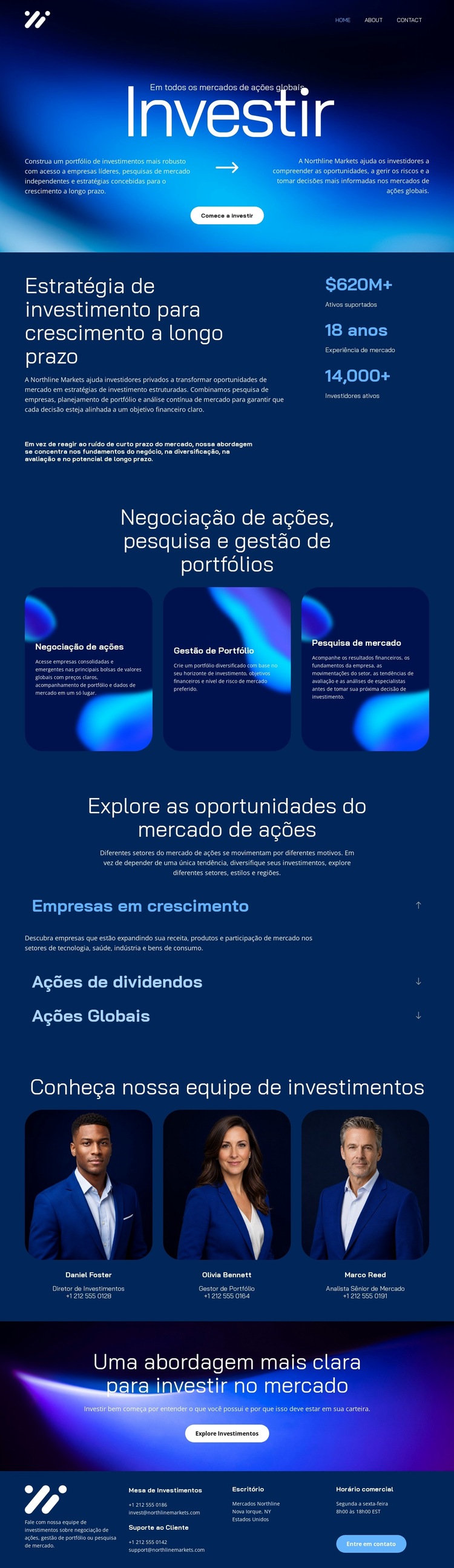 Corretor de ações profissional Modelo de site