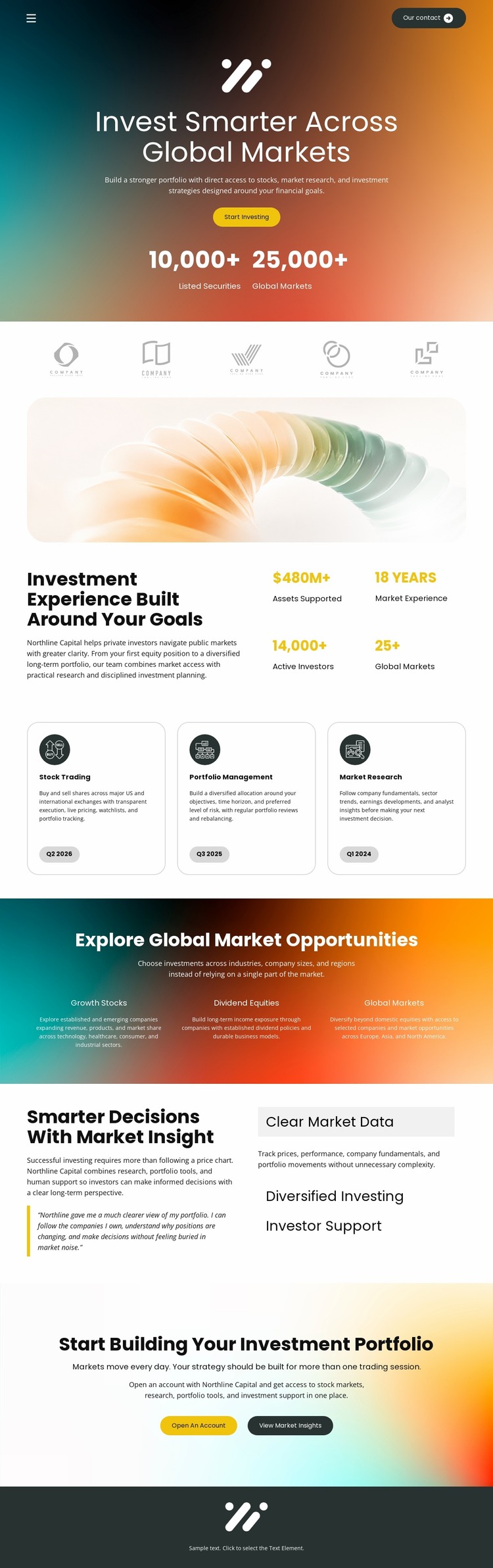 Stock Market Investment Website Mockup