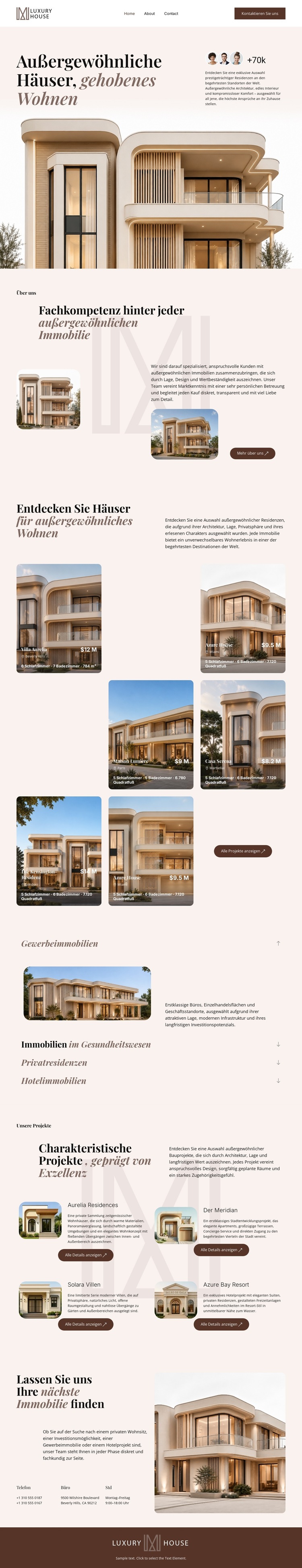 Luxusimmobilien Website-Vorlage