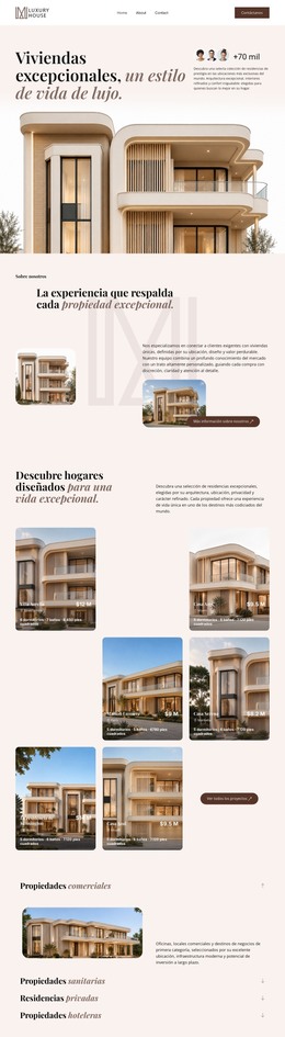 Propiedades Inmobiliarias De Lujo: Plantilla Web Moderna