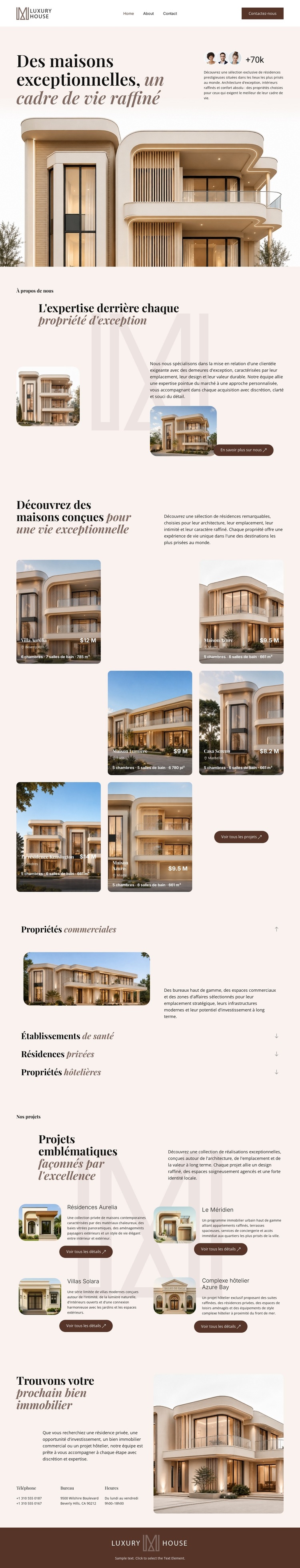 Biens immobiliers de luxe Modèle de site Web