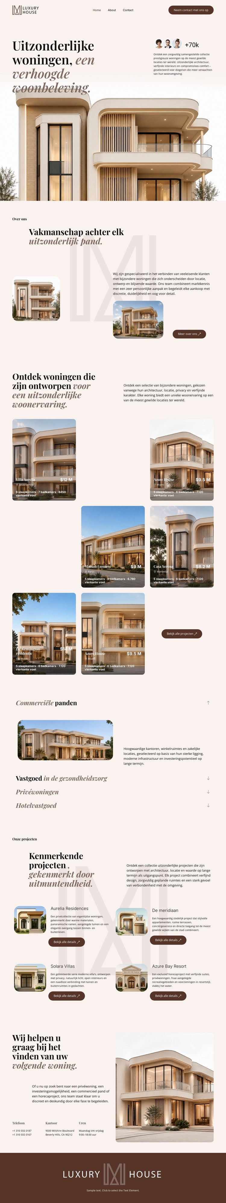 Luxe vastgoedobjecten Website sjabloon