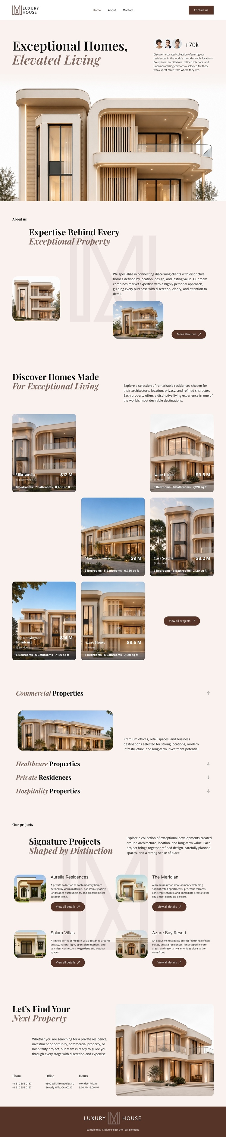 Luxury Real Estate Properties One Page Template
