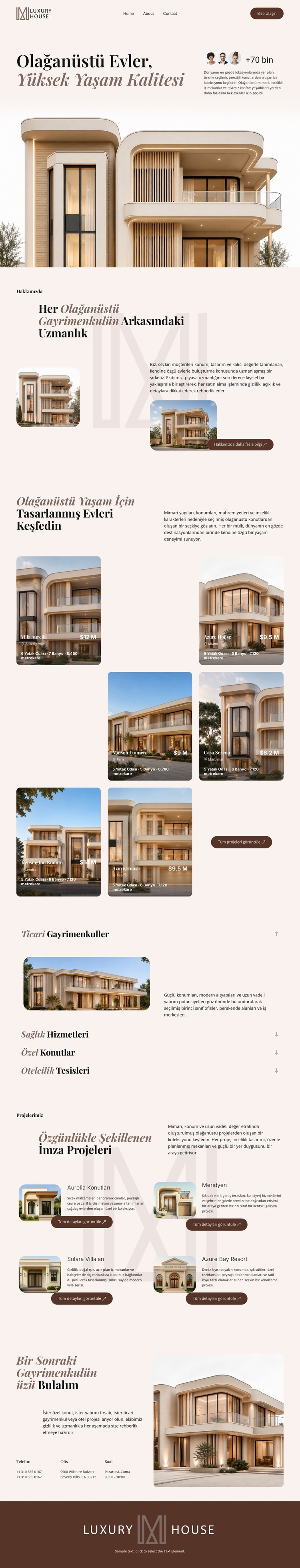 Lüks Gayrimenkuller Web Sitesi Şablonu